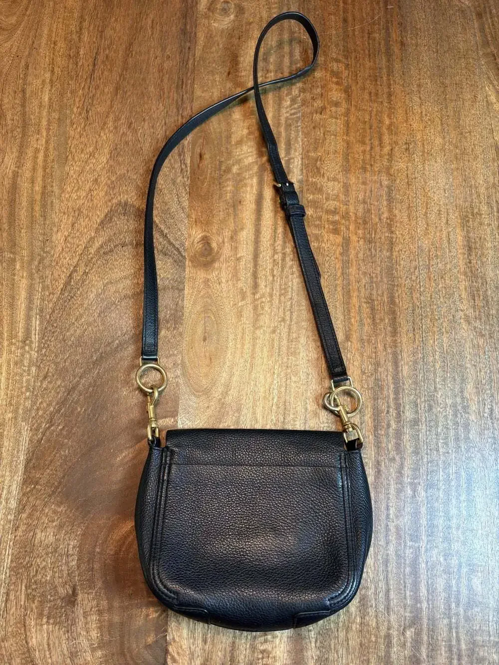 Tory Burch New York Crossbody Bag Womens Small Black Leather Flap Saddle Purse